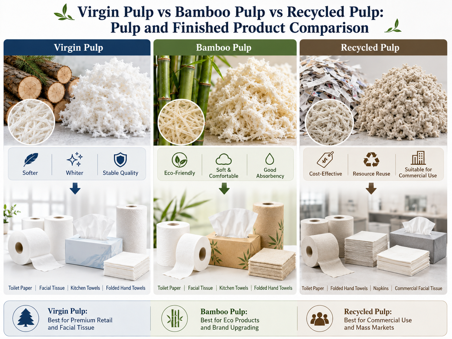 Virgin Pulp vs Recycled Pulp vs Bamboo Pulp Tissue: A Buyer Guide by Hewbonn Paper