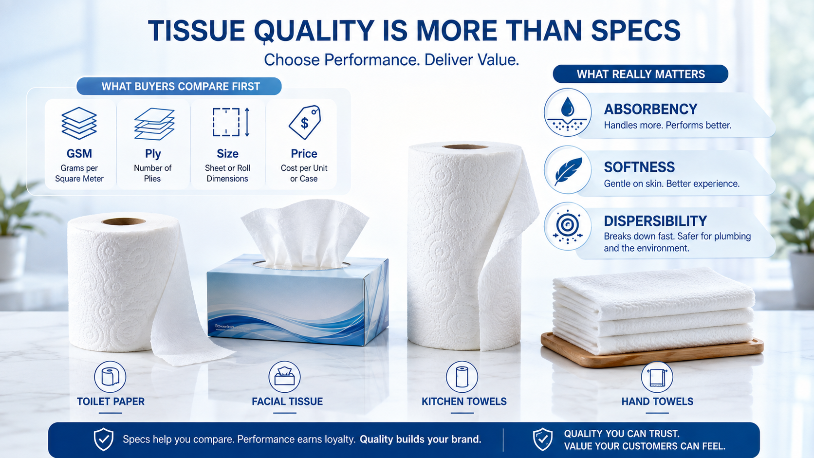 Absorbency, Softness and Dispersibility: What Tissue Buyers Should Really Check